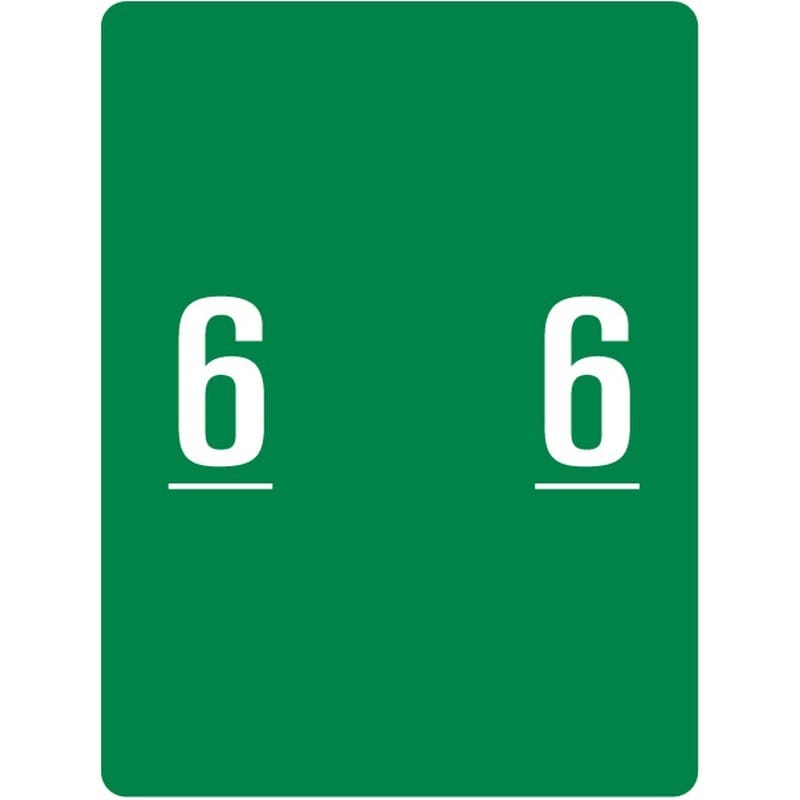 Smead XLCC Compatible "6" Numeric Labels, Laminated Stock, 2" X 1-1/2" Individual Numbers - Roll of 500