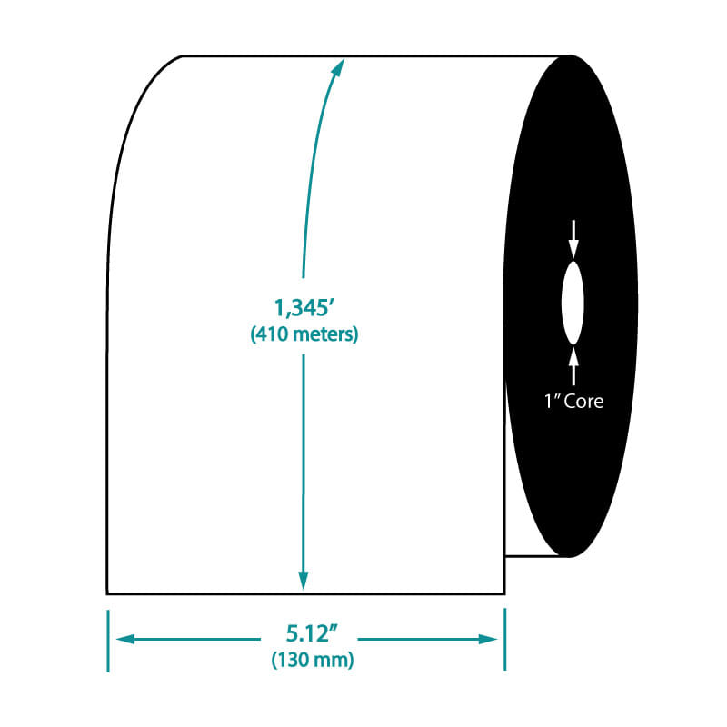 5.12" x 1345' TDW121 Premium Resin Enhanced Wax Barcode Ribbon for Sato Printers (6 Ribbons per Case)