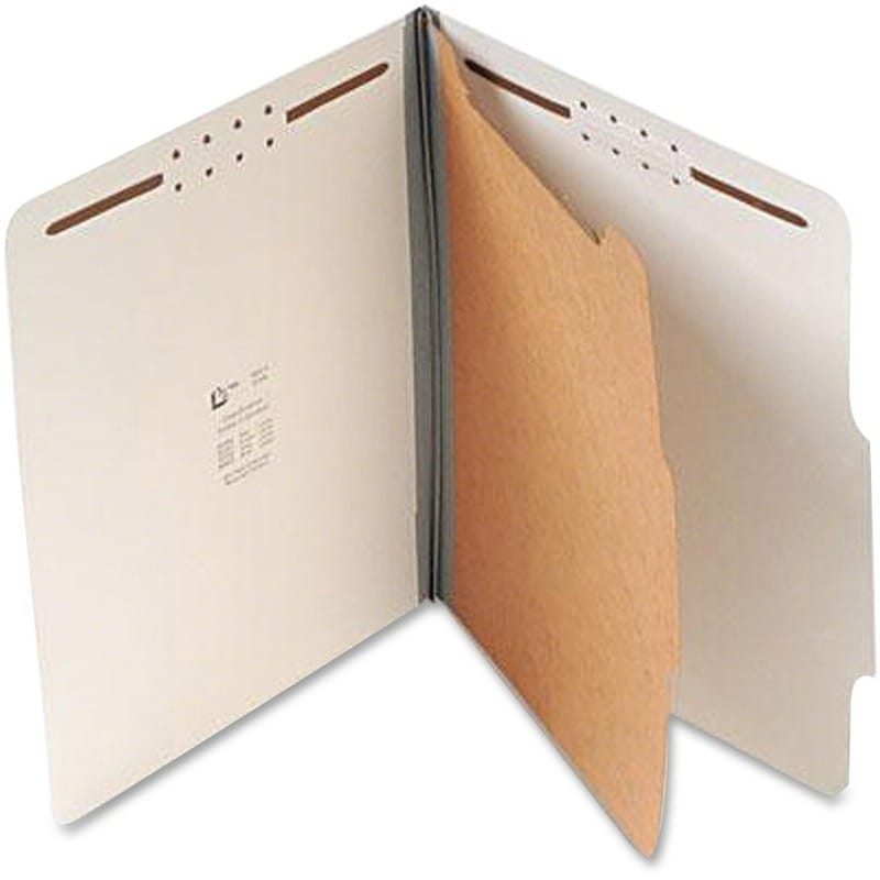 Pressboard Classification Partition Folder, 1 Dividers, 1-1/2-Inch Expansion, 2/5 Cut Tab, Gray, Letter Size, Box of 20