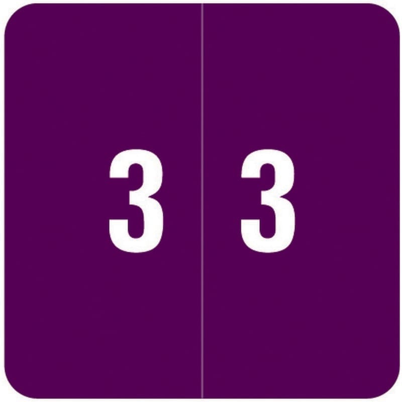 Smead DCC Compatible "3" Numeric Labels, Laminated Stock, 1-1/2" x 1-1/2" Individual Numbers - Roll of 250