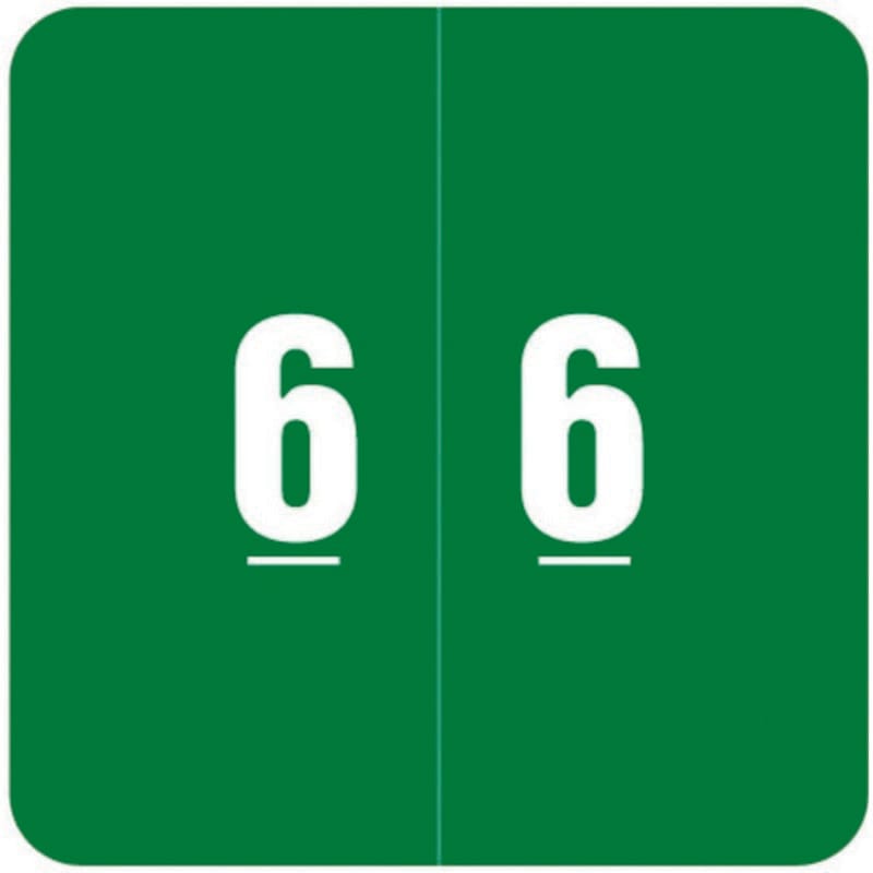 Smead DCC Compatible "6" Numeric Labels, Laminated Stock, 1-1/2" x 1-1/2" Individual Numbers - Roll of 250
