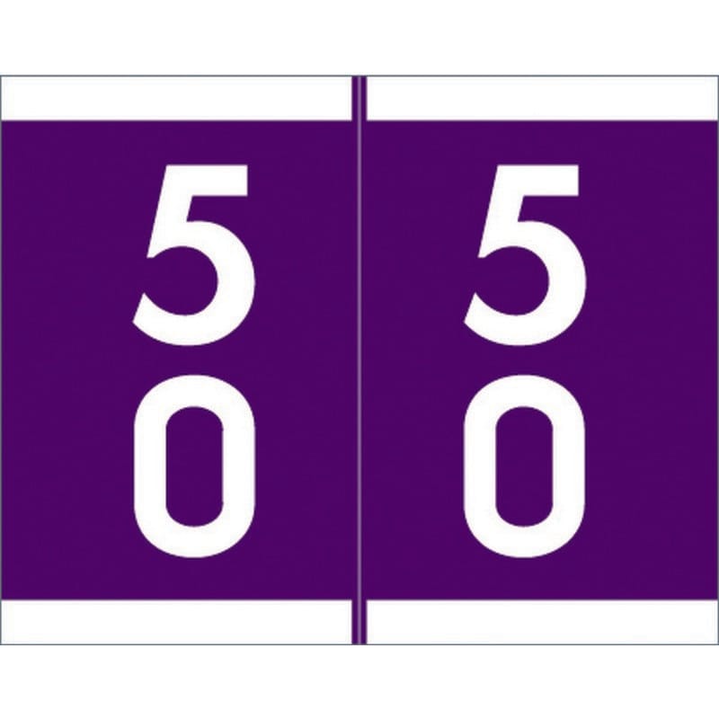 Barkley SFDM Compatible "50" Double Digit Labels, Laminated Stock, 1-3/16" X 1-1/2" Individual Numbers - Roll of 500