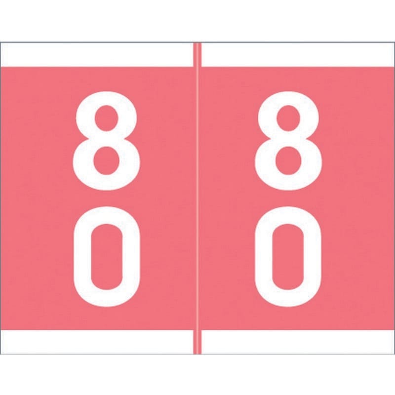 Barkley SFDM Compatible "80" Double Digit Labels, Laminated Stock, 1-3/16" X 1-1/2" Individual Numbers - Roll of 500
