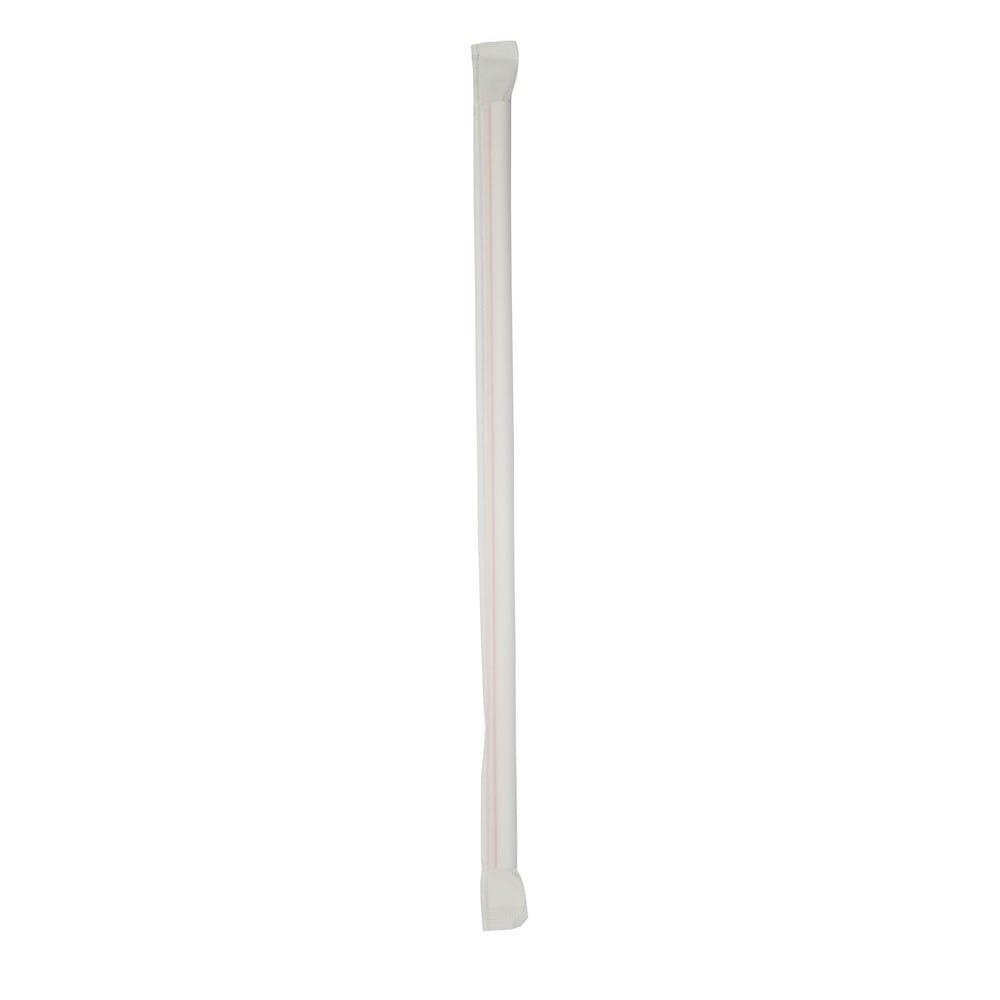 7 3/4" Giant Wrapped Soda Straw, Red/White Stripe (300 per Box, 24 Boxes per Case) - Image 2