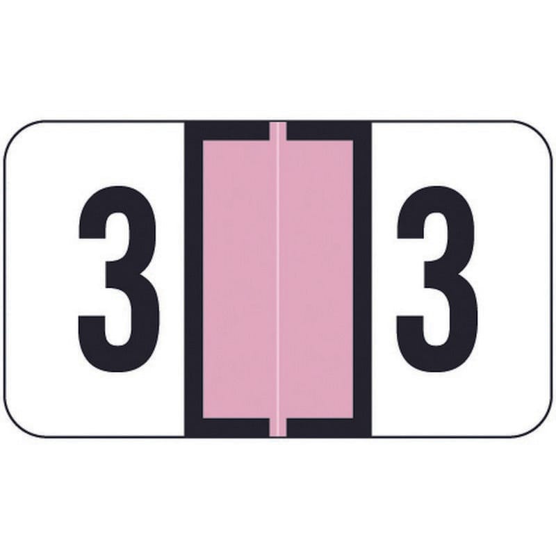 Safeguard SGNM Compatible Numeric "3" Labels, Laminated Stock, 15/16" X 1-5/8" Individual Numbers - Roll of 500