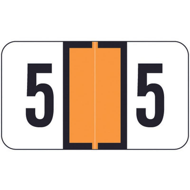 Safeguard SGNM Compatible Numeric "5" Labels, Laminated Stock, 15/16" X 1-5/8" Individual Numbers - Roll of 500