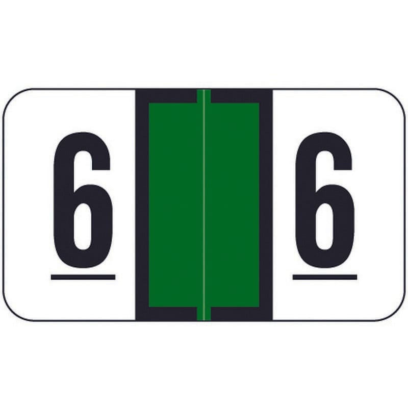 Safeguard SGNM Compatible Numeric "6" Labels, Laminated Stock, 15/16" X 1-5/8" Individual Numbers - Roll of 500