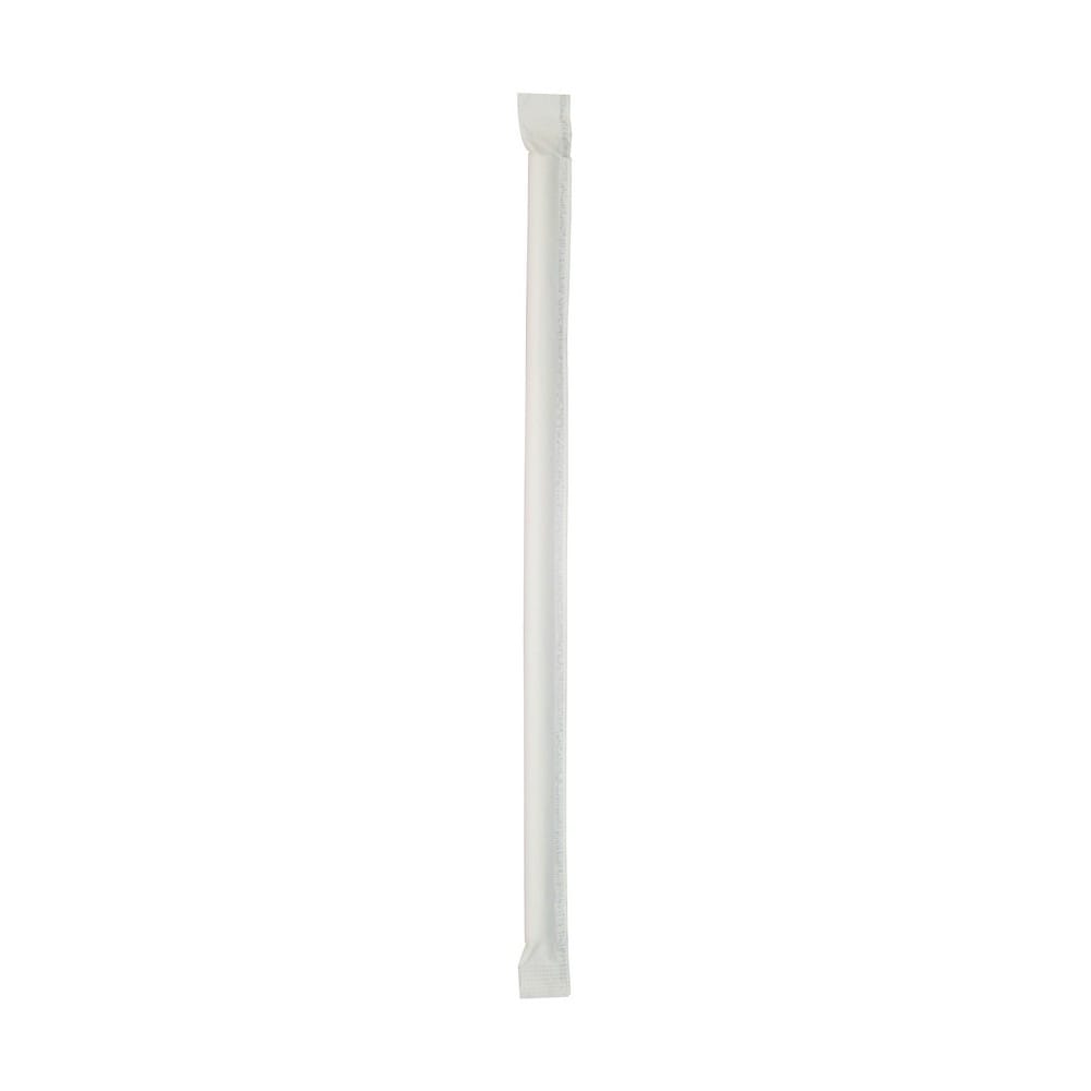 7 3/4" Jumbo Wrapped Soda Straw, White (500 per Box, 24 Boxes per Case) - Image 2