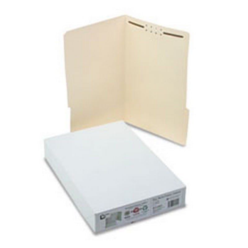 SJ Paper Water/Cut-Resistant Folder, One Fastener Position #1, 1/3 Top Tab, Legal, Manila, 50/Box