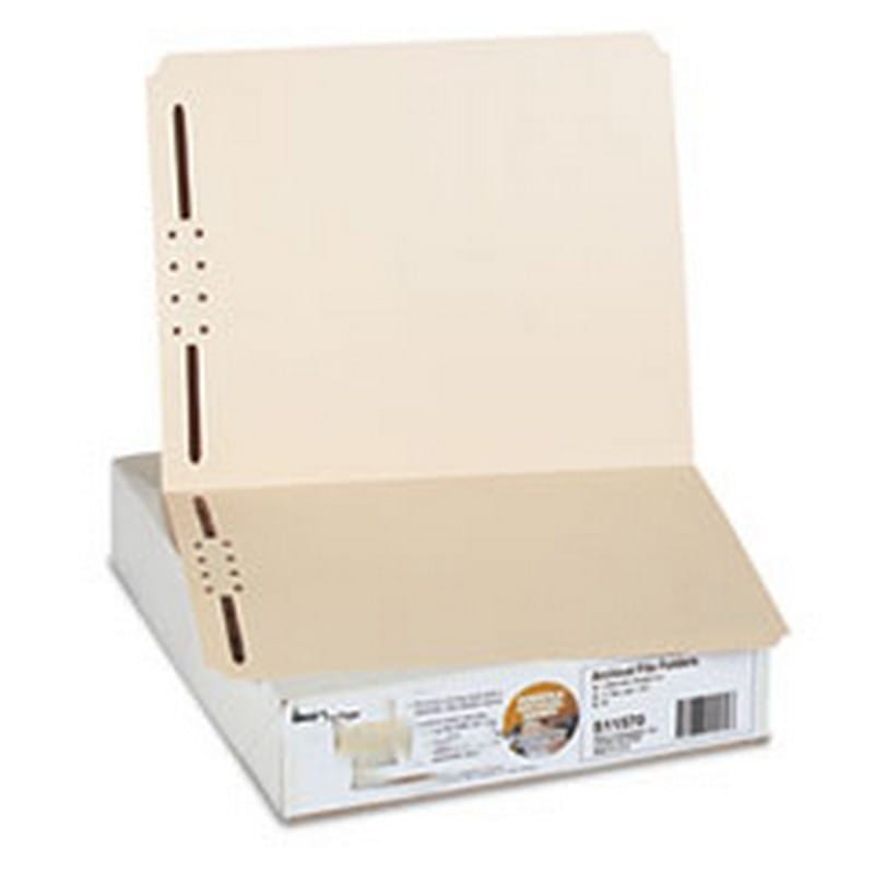 SJ Paper Archival File Folders, Antimicrobial, Straight Top Tab, Letter, Manila, 50/Box
