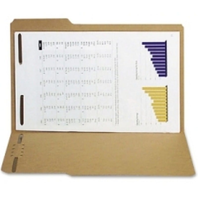 SJ Paper Reinforced Kraft Folder, Two Fasteners, 1/3 Cut Top Tab, Legal, Brown, 50/Box