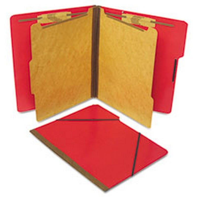 SJ Paper Classification Folios with Fastener, Letter, Six Section, Executive Red, 10/Box
