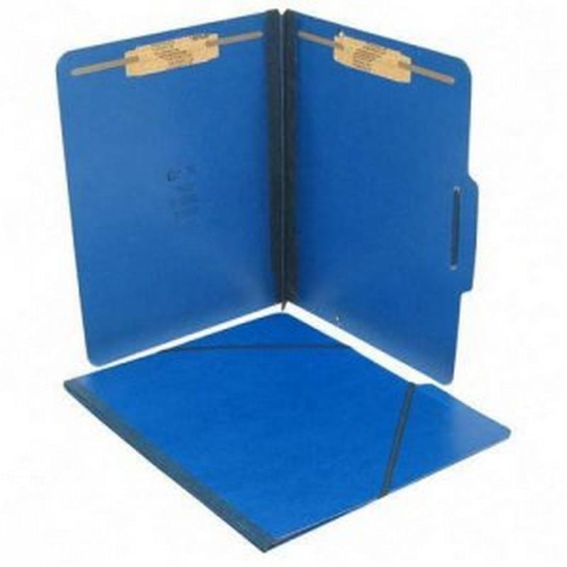 SJ Paper Pressboard Folios with Two Fasteners/Closure, Letter, Pacific Blue, 15/Box