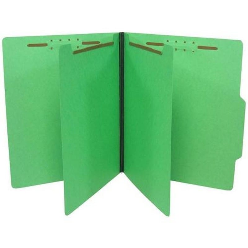SJ Paper Economy Classification Folders, Letter, Six-Section, Green, 25/Box