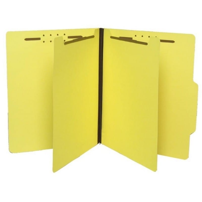 SJ Paper Economy Classification Folders, Letter, Six-Section, Yellow, 25/Box