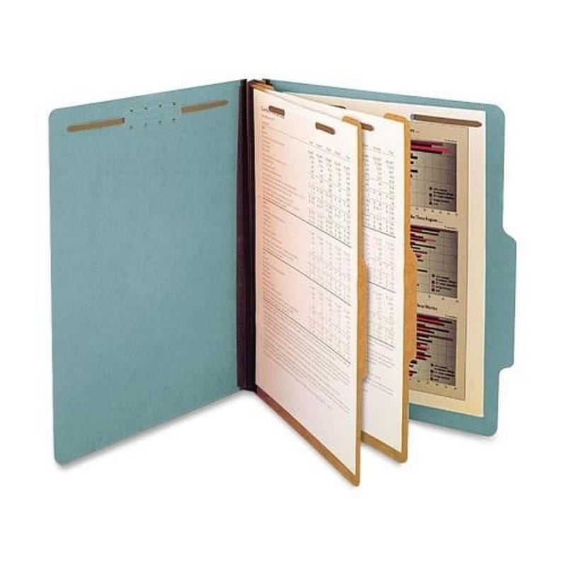 SJ Paper 1/4" Expansion Classification Folder, Letter, Six-Section, Blue, 15/Box