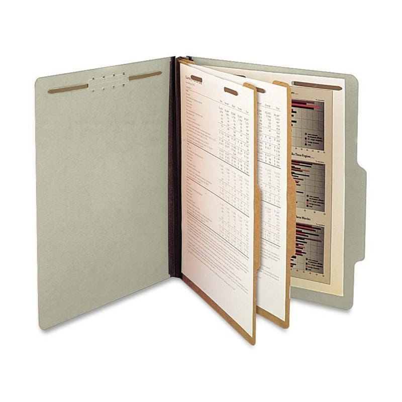 SJ Paper 1/4" Expansion Classification Folder, Letter, Six-Section, Green, 15/Box