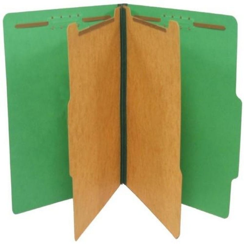 SJ Paper Expanding Classification Folder, Legal, Six-Section, Emerald Green, 15/Box
