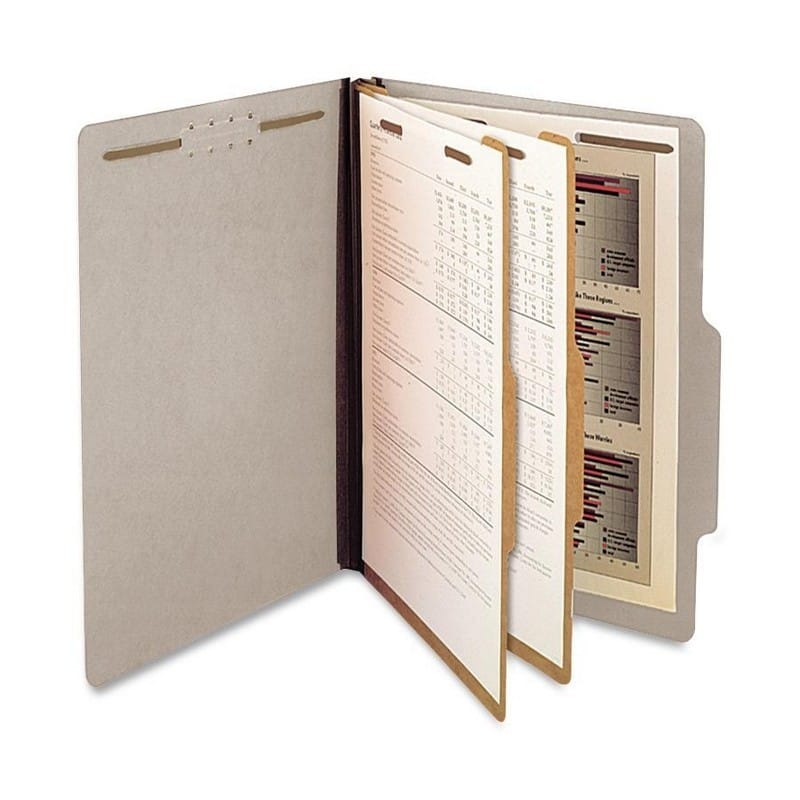 SJ Paper 2-Divider Classification Folder, -1/4" Expansion, 3 Section, Gray, Legal, 15/Box