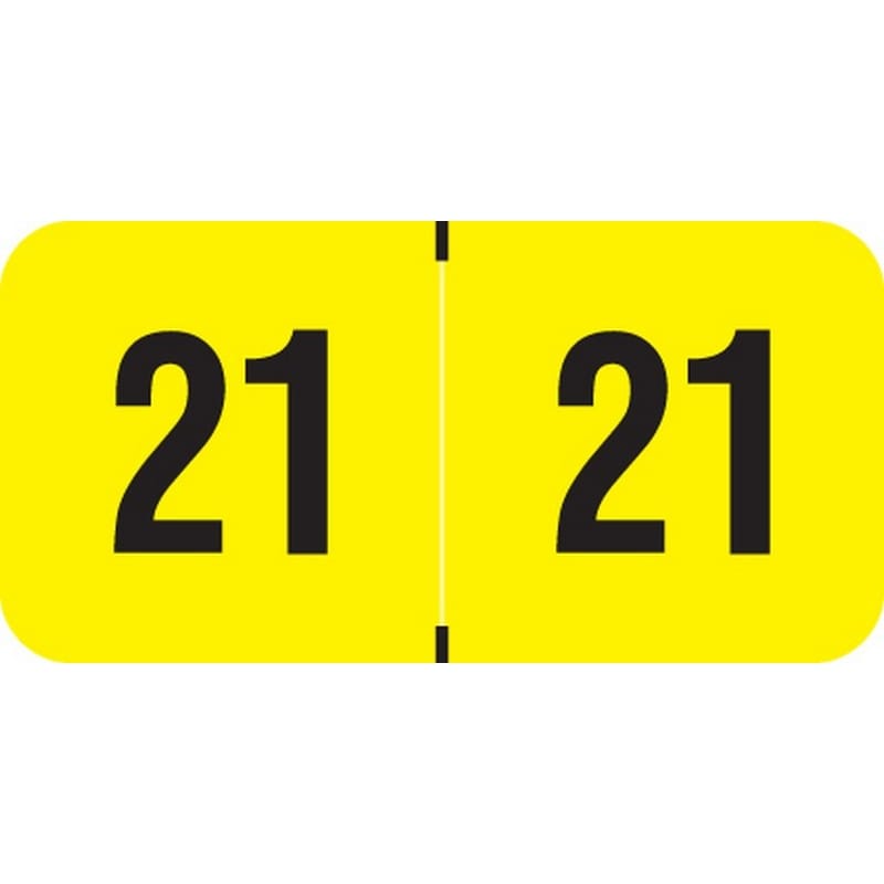 Smead Compatible "21" Yearband Labels, Laminated Stock 1-1/2" x 3/4" - 500 per Roll