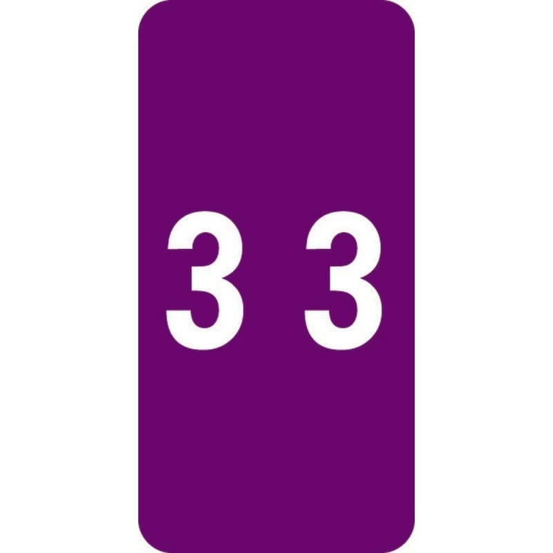 Smead Compatible Numeric "3" Labels, Matte Stock, 2" X 1" Individual Numbers - Roll of 250