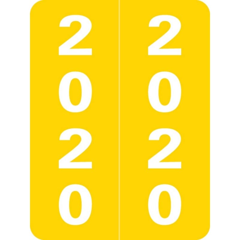 Smead Compatible "2020" Yearband Labels, Laminated Stock 1-1/2" x 2" - 500 per Roll