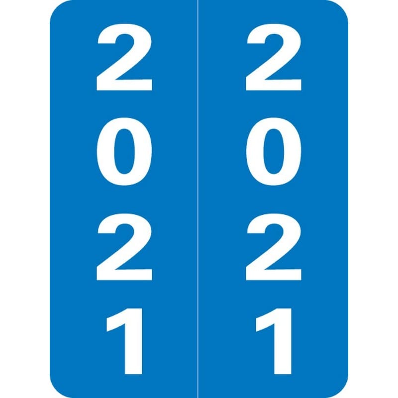 Smead Compatible "2021" Yearband Labels, Laminated Stock 1-1/2" x 2" - 500 per Roll