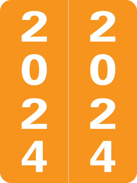 Smead Compatible "2024" Yearband Labels, Laminated Stock 1-1/2" x 2" - 500 per Roll