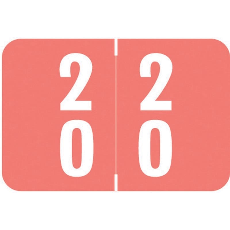Smead DDS Compatible Double Digit "20" Numeric Labels, Laminated Stock, 1-1/2" x 1" Individual Numbers - Roll of 500