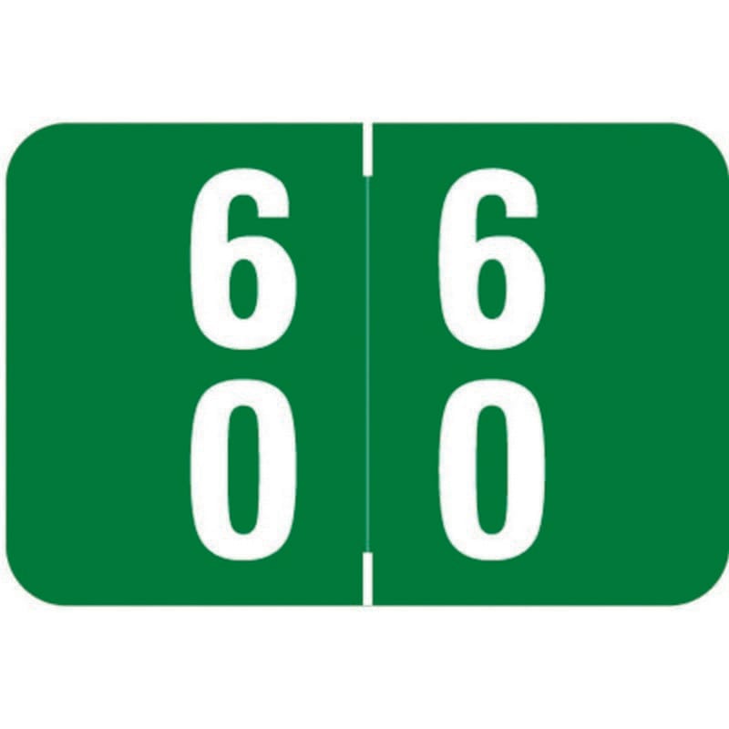 Smead DDS Compatible Double Digit "60" Numeric Labels, Laminated Stock, 1-1/2" x 1" Individual Numbers - Roll of 500