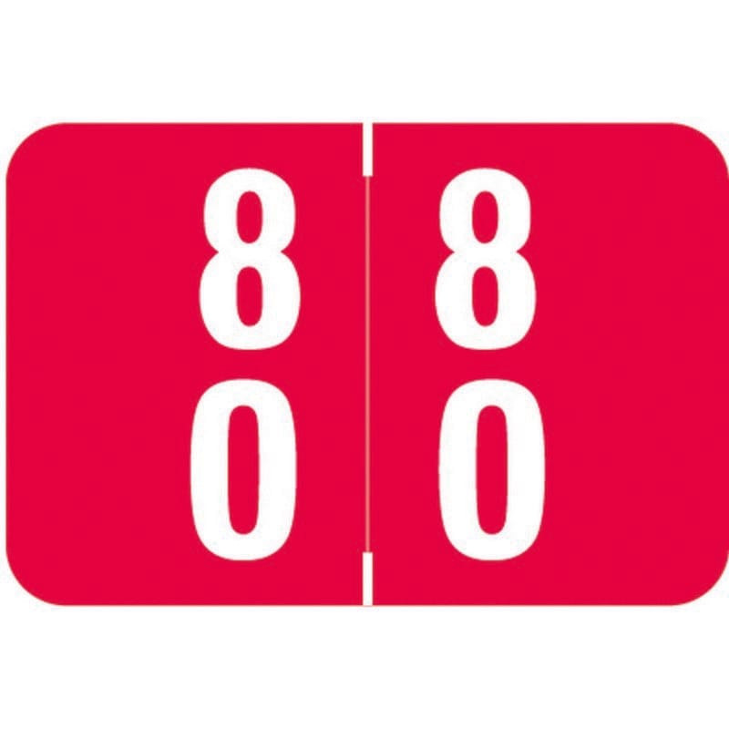 Smead DDS Compatible Double Digit "80" Numeric Labels, Laminated Stock, 1-1/2" x 1" Individual Numbers - Roll of 500