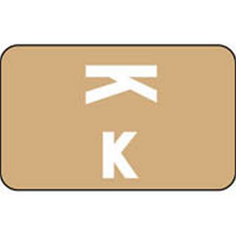 Smead Compatible "K" Labels, Polylaminated Stock, 1" X 1-5/8" Individual Letters - 100 per Pack