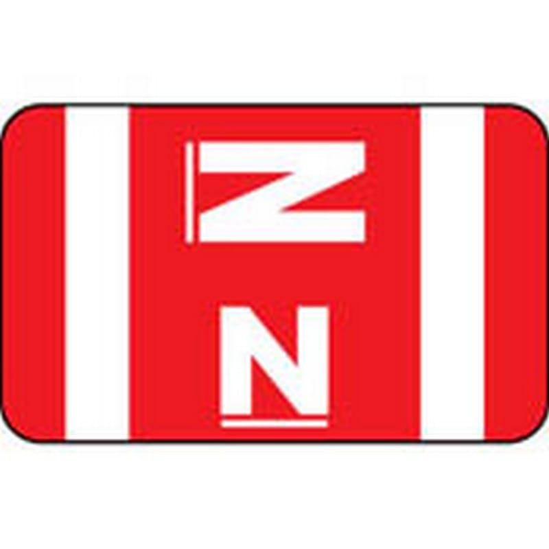 Smead Compatible "N" Labels, Polylaminated Stock, 1" X 1-5/8" Individual Letters - 100 per Pack