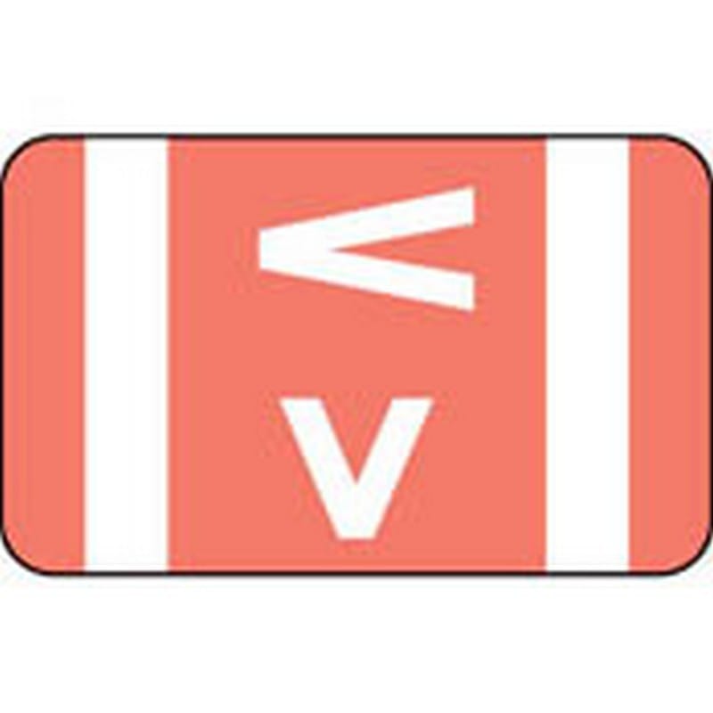Smead Compatible "V" Labels, Polylaminated Stock, 1" X 1-5/8" Individual Letters - 100 per Pack