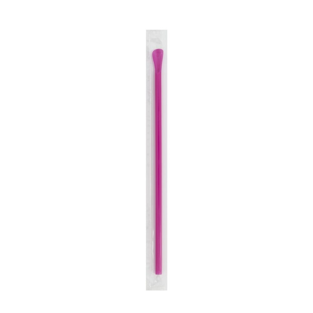 8 1/4" Jumbo Spoon Straw Wrapped, Assorted Neon (400 per Box, 25 Boxes per Case) - Image 2