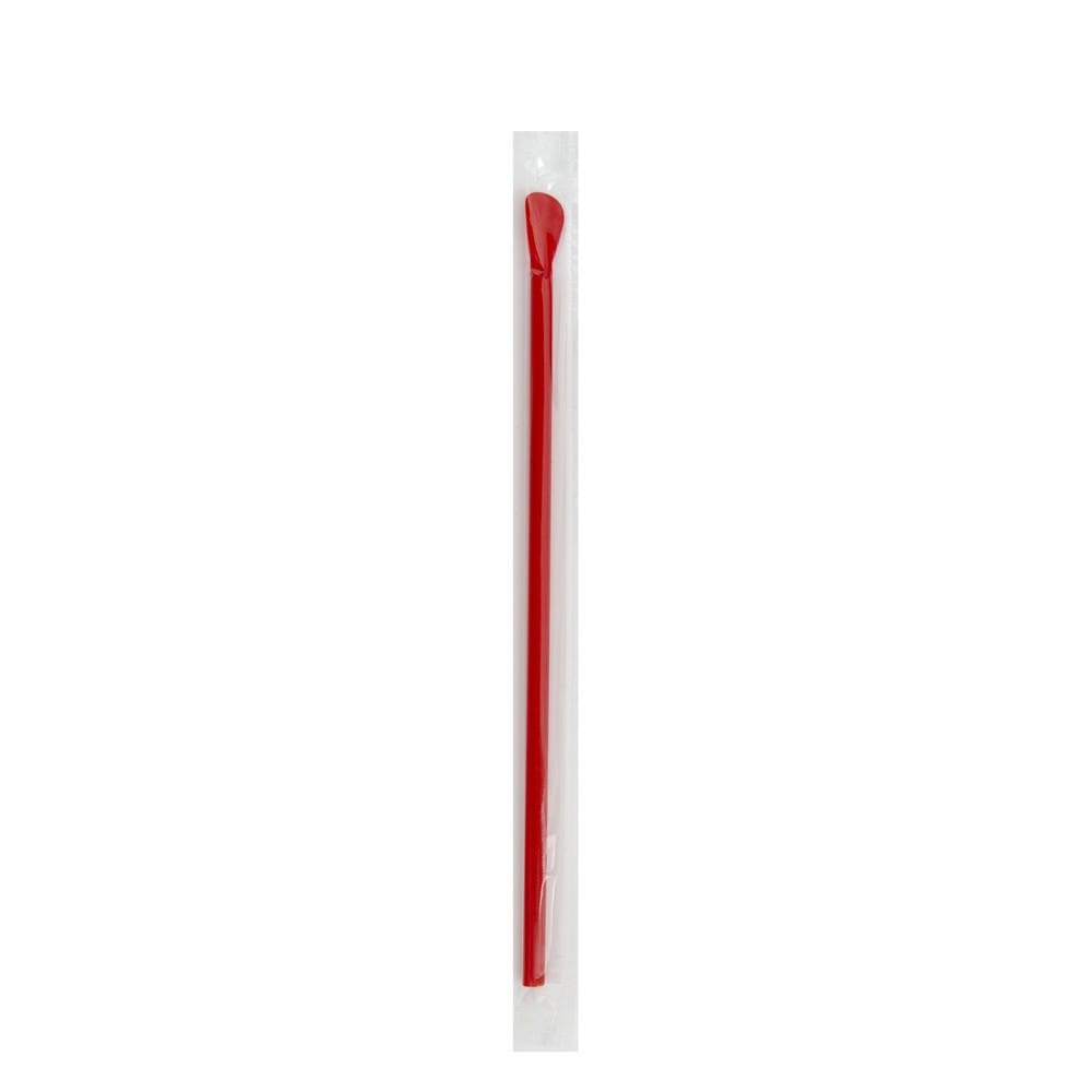 8 1/4" Jumbo Spoon Straw Wrapped, Red (400 per Box, 25 Boxes per Case)