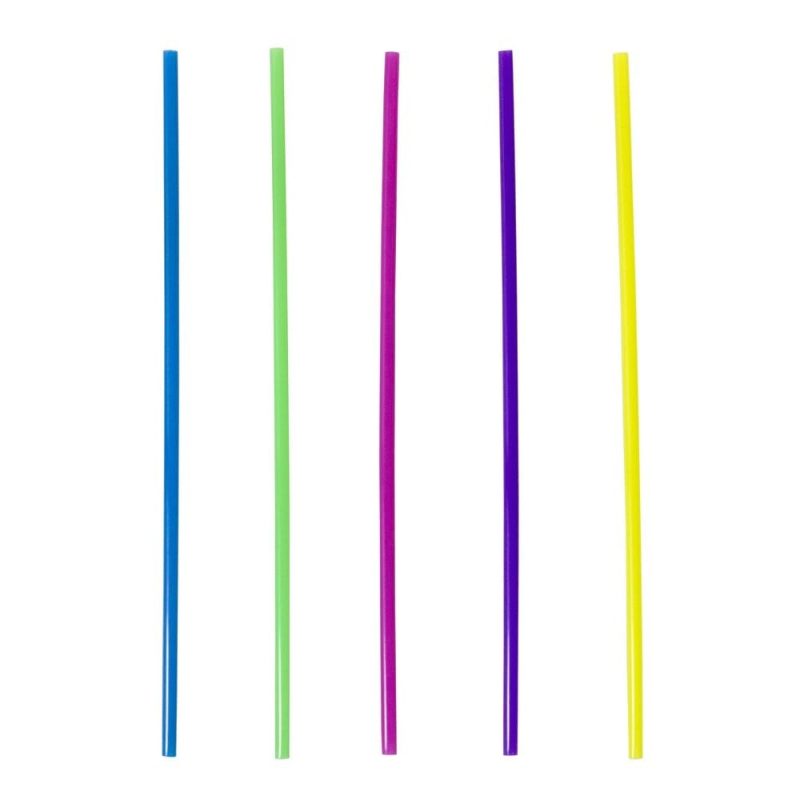 7 3/4" Slim unwrapped Straw, Assorted Neon (500 per Box, 10 Boxes per Case)