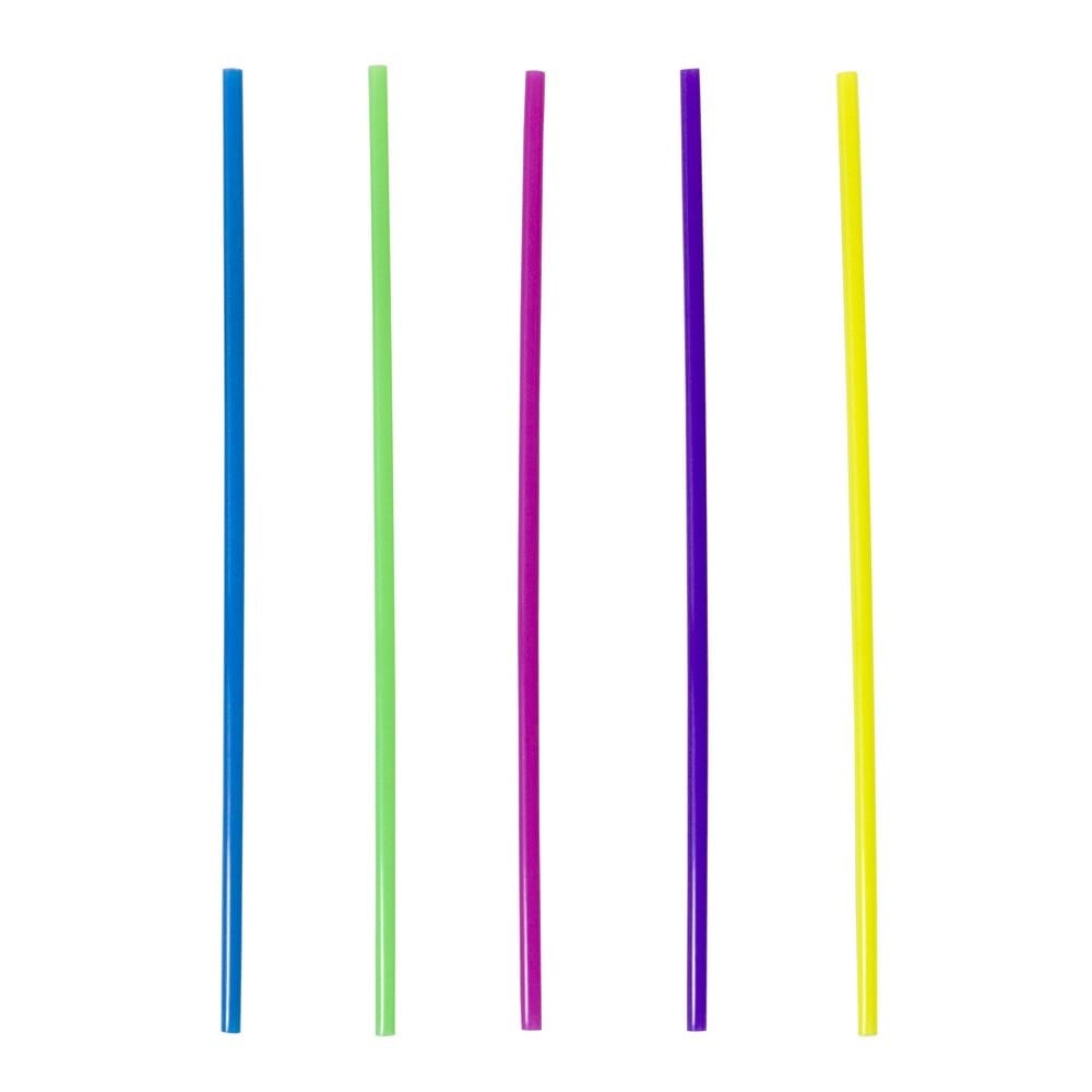 7 3/4" Slim unwrapped Straw, Assorted Neon (500 per Box, 10 Boxes per Case)