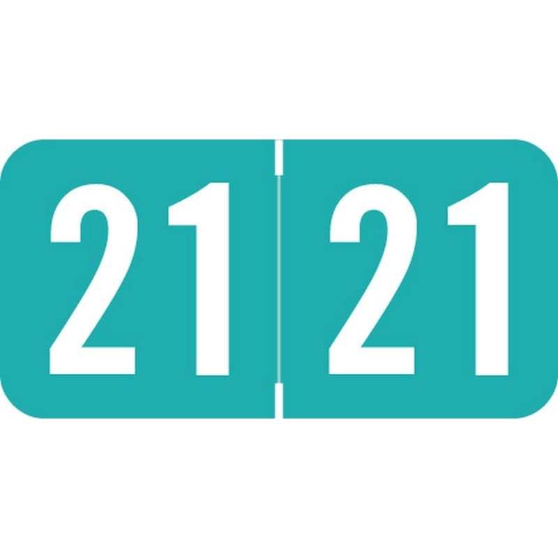 Sav-Tyme Compatible "21" Yearband Labels, Laminated Stock 1-1/2" x 3/4" - 500 per Roll
