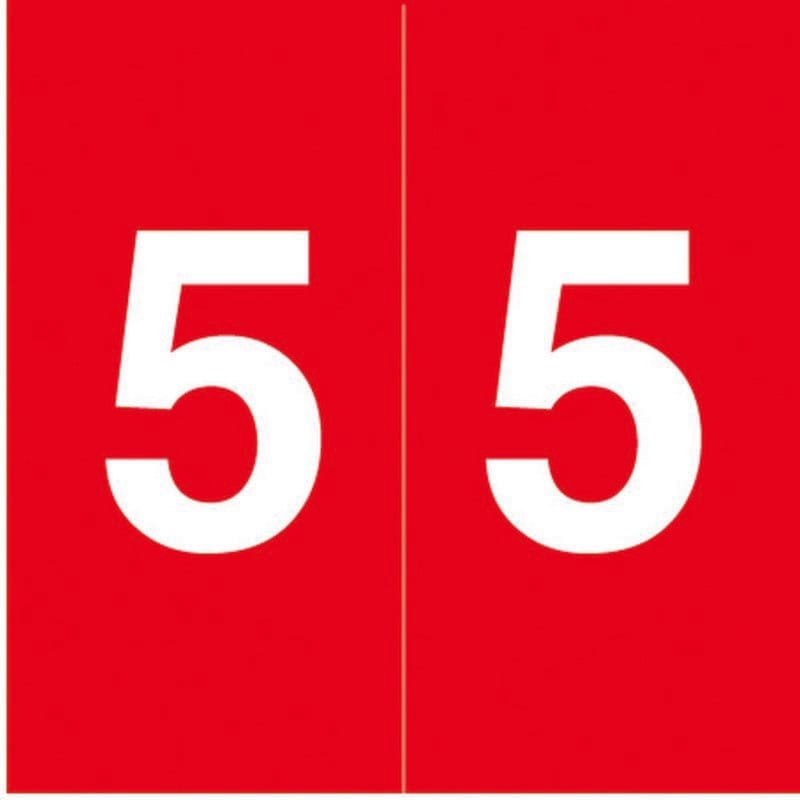 S & W SWNM Compatible "5" Numeric Labels, Laminated Stock, 1-1/2" x 1-1/2" Individual Numbers - Roll of 500
