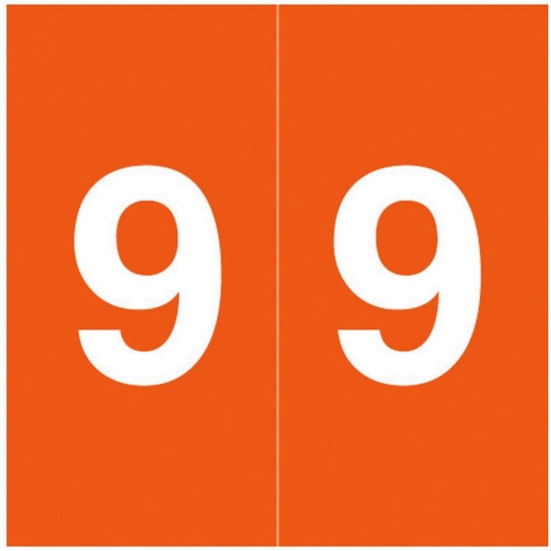 S & W SWNM Compatible "9" Numeric Labels, Laminated Stock, 1-1/2" x 1-1/2" Individual Numbers - Roll of 500