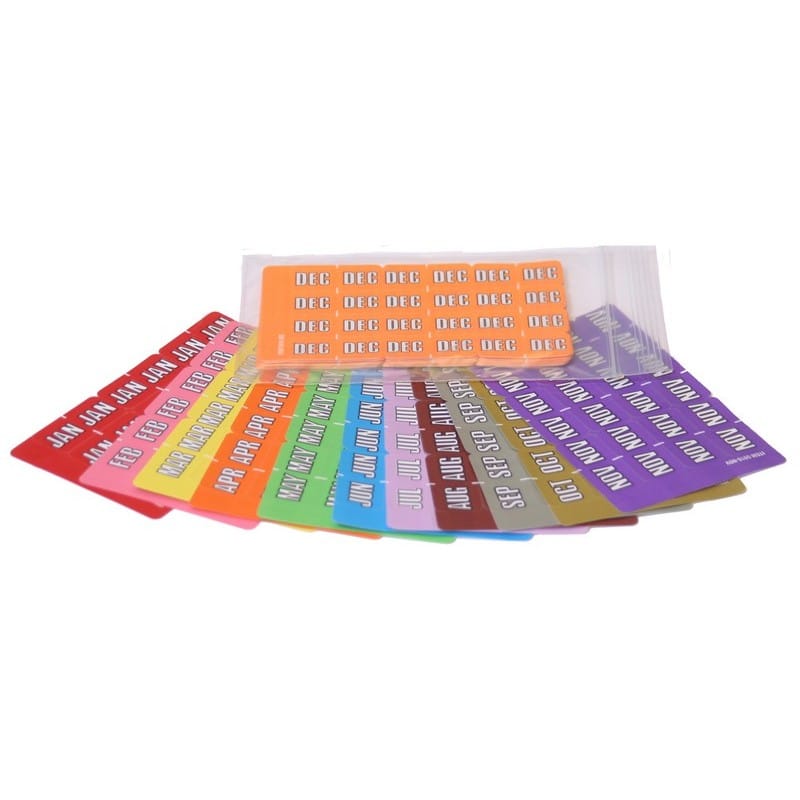 Sycom SYET Compatible Month Labels, Laminated Stock,1-1/2" x 3/4", Individual Months - Pack of 252