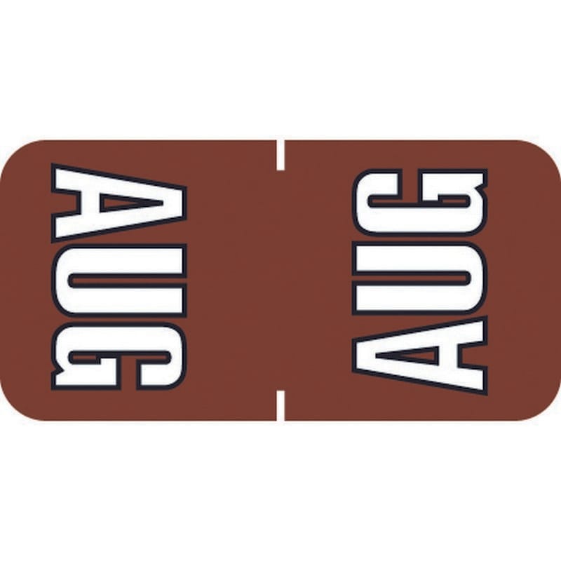 Sycom SYTT Compatible "Aug" Top tab Month Labels, Laminated Stock,1-1/2" x 3/4", Individual Months - Pack of 252
