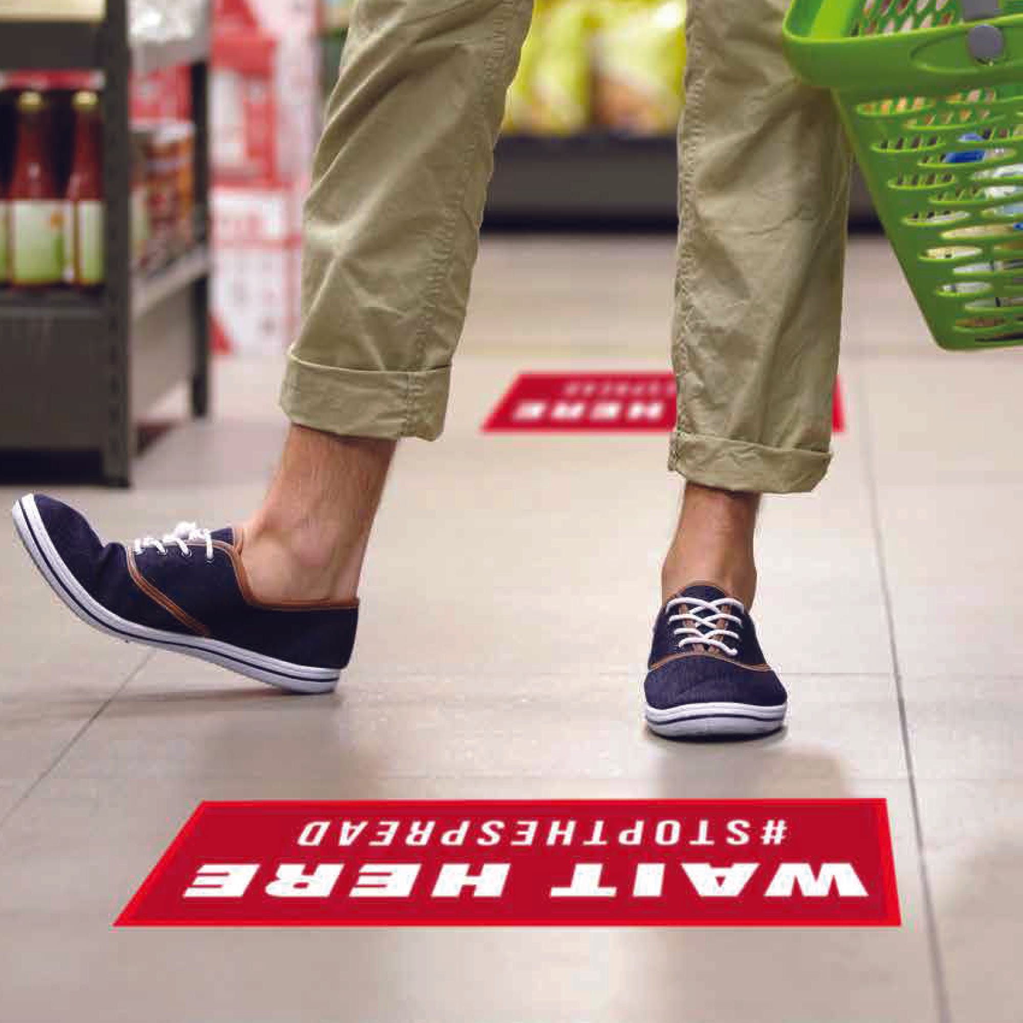 6" x 12" Wait Here Stop the Spread Floor Graphic (25 per Pack) - Image 2