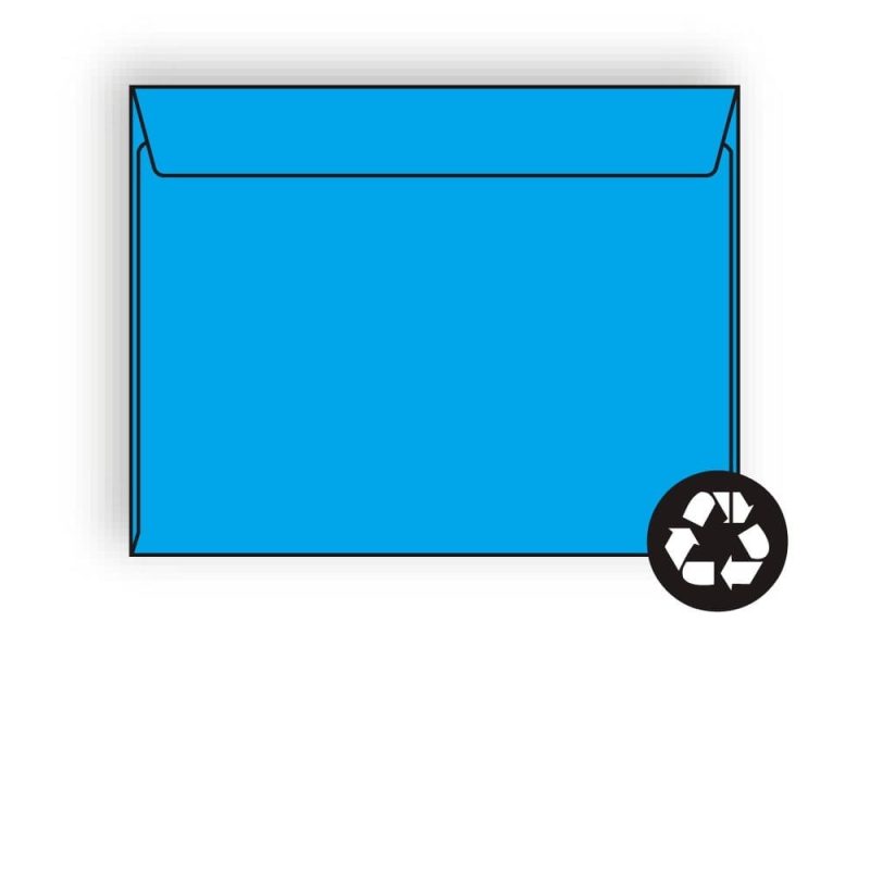 Open Side Booklet Envelopes, 6" x 9", 24#, Recycled, Brightly Colored Blue, Acid Free, Side Seams (Box of 500)