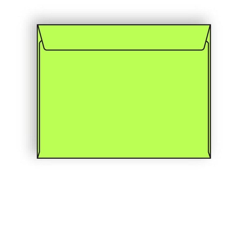 Open Side Booklet Envelopes, 9" x 12", 28#, Brightly Colored Lime, Acid Free, Side Seams (Box of 500)