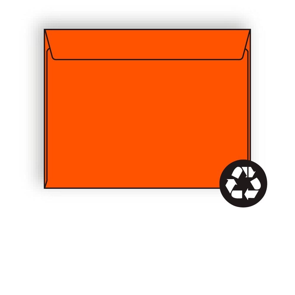 Open Side Booklet Envelopes, 9" x 12", 28#, Recycled, Brightly Colored Orange, Acid Free, Side Seams (Box of 500)