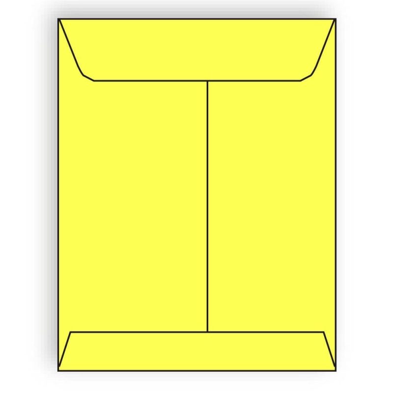 Open End Catalog Envelopes, 10" x 13", 28#, Brightly Colored Lemon, Acid Free, Center Seam (Box of 500)