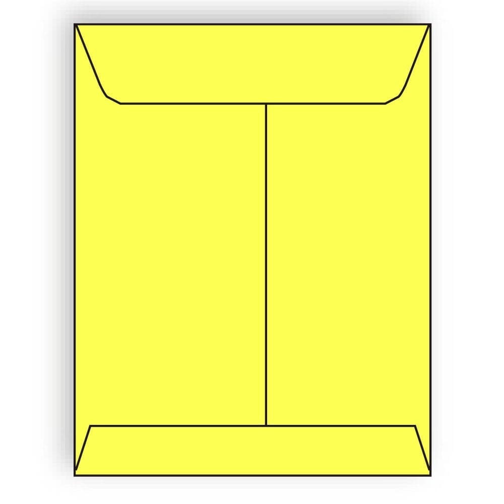Open End Catalog Envelopes, 10" x 13", 28#, Brightly Colored Lemon, Acid Free, Center Seam (Box of 500)