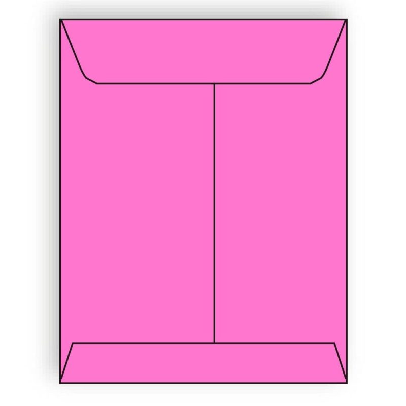Open End Catalog Envelopes, 9" x 12", 28#, Brightly Colored Pink, Acid Free, Center Seam (Box of 500)
